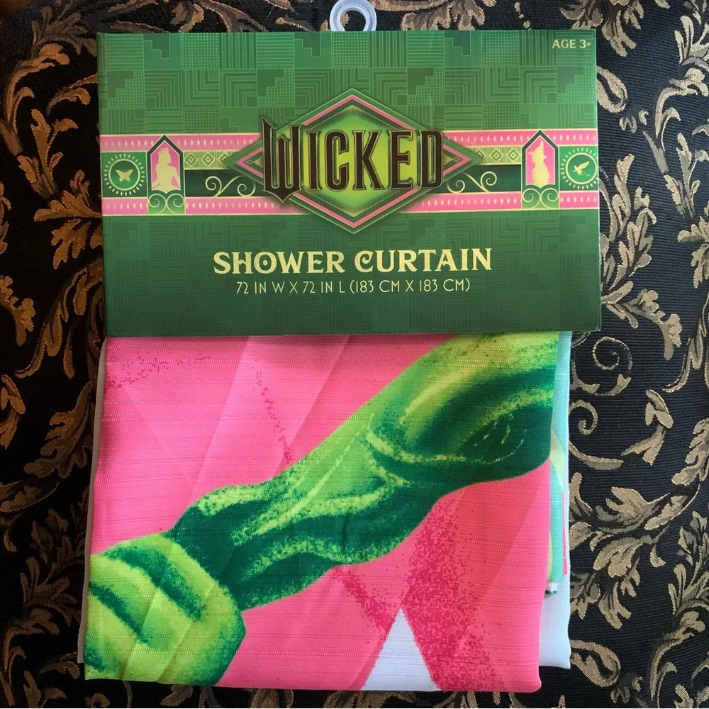 Wicked the Musical Glinda & Elphaba Fabric Shower Curtain 72” x 72”